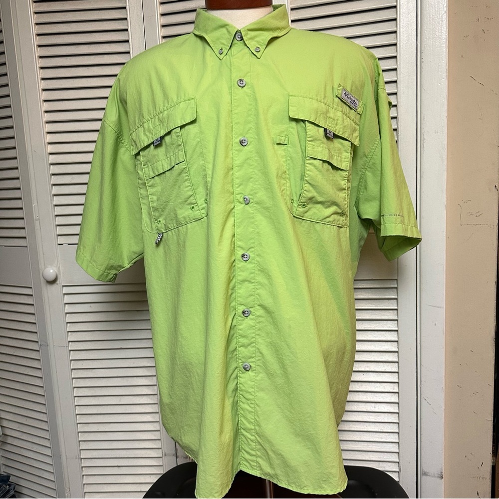 Columbia PFG Size 2X Bahama Lime Green Fishing Shirt